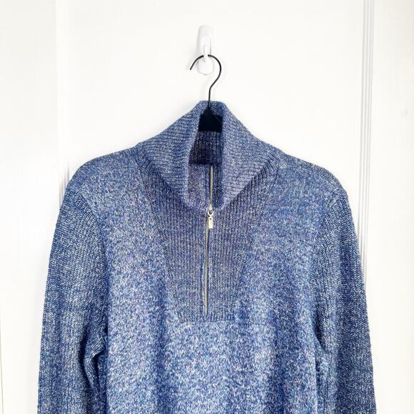 Talbots Zip Collar Sweater Dress Cotton Wool Blend Blue NEW Size Large L - Picture 3 of 10